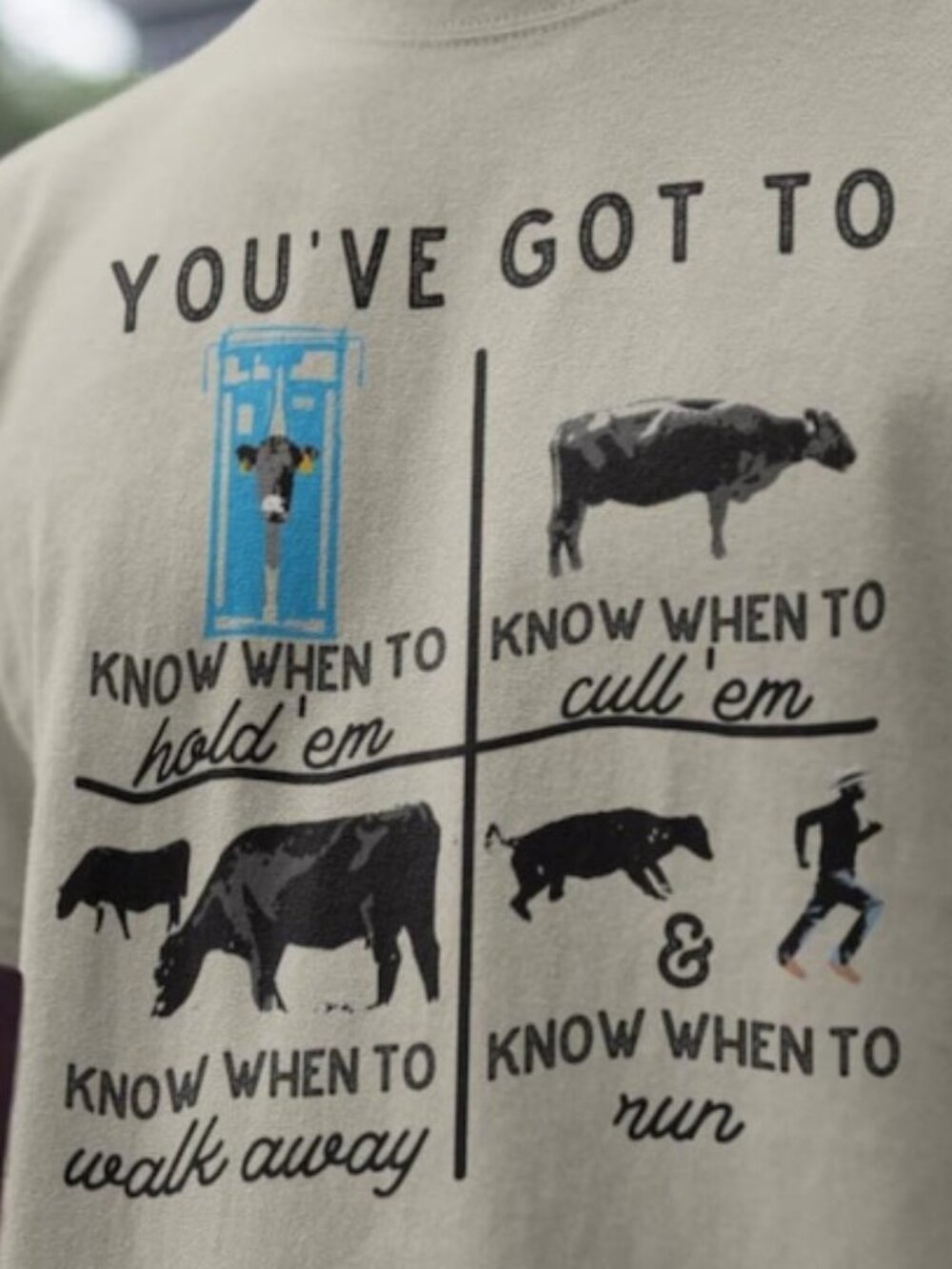 Funny Graphic Tee, Know When to Hold Cow Shirt - Picture 2 of 3